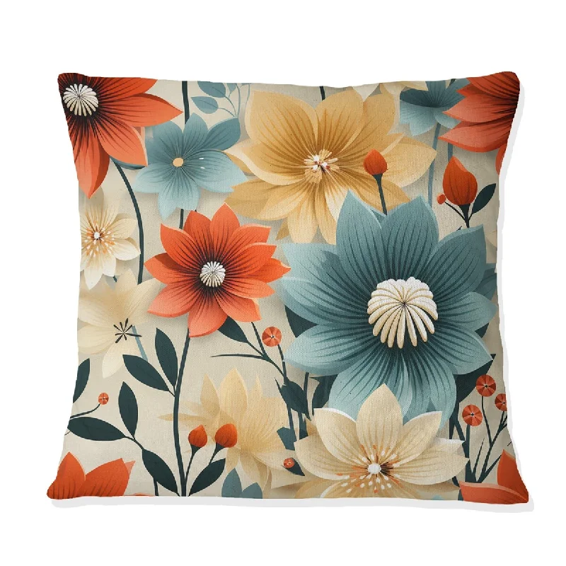 Designart "Mod Floral Nostalgia VI" Midcentury Printed Throw Pillow