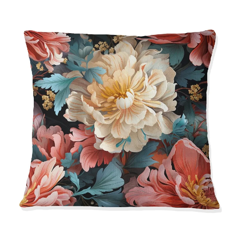 Designart "Mulitcolor Bohemian Rhapsody Floral Pattern IV" Floral Printed Throw Pillow