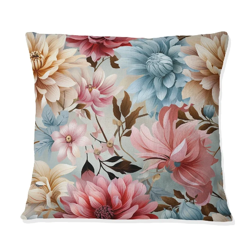 Designart "Mulitcolor Bohemian Rhapsody Floral Pattern V" Floral Printed Throw Pillow