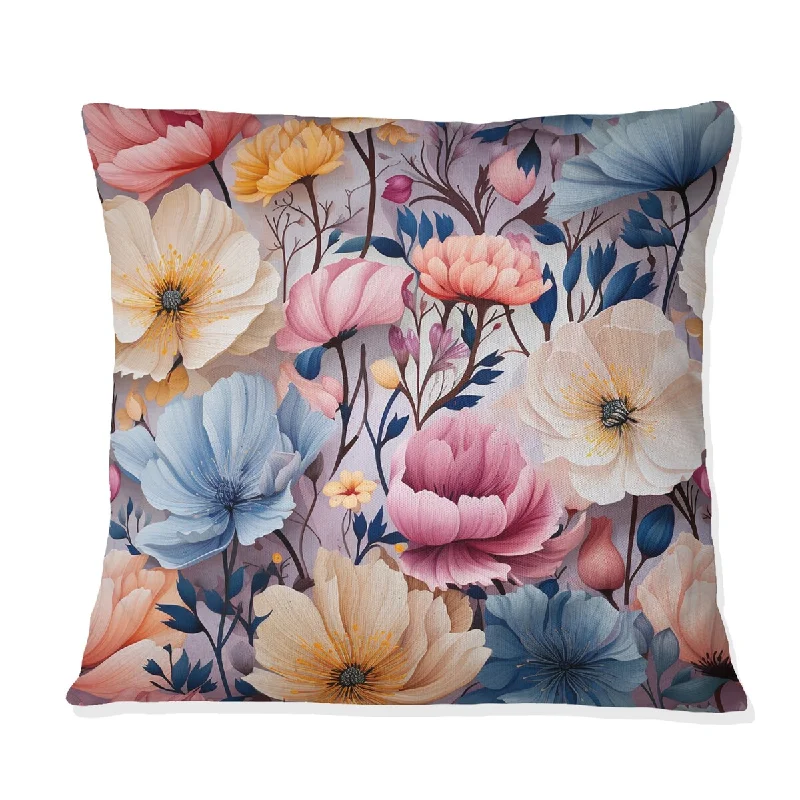 Designart "Multicolor Watercolor Wonderland Floral Pattern" Floral Printed Throw Pillow