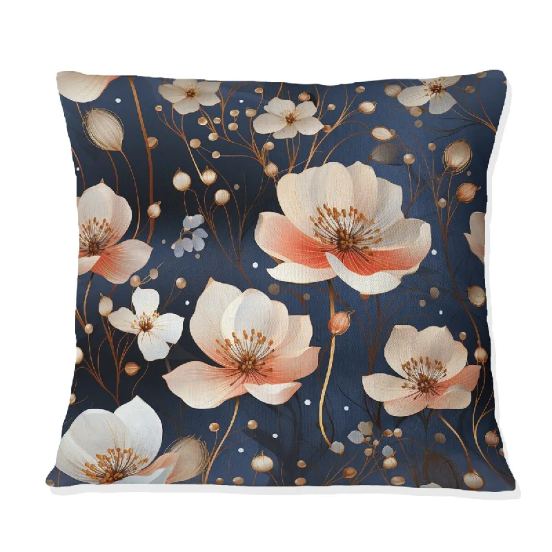 Designart "Mystic Aura Beige And Orange Floral Delight" Floral Printed Throw Pillow