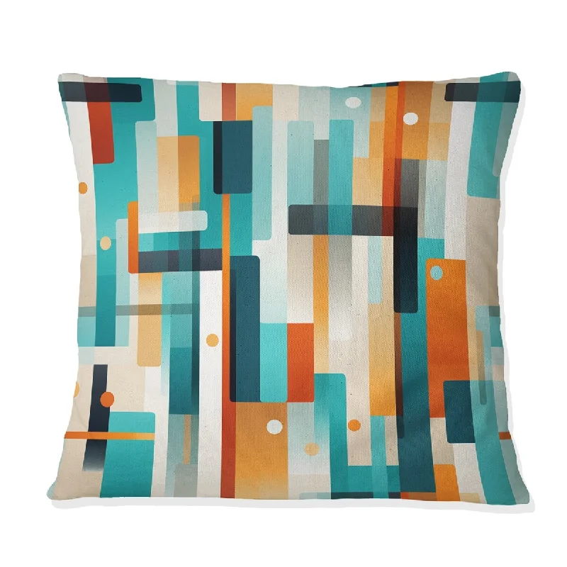 Designart "Orange And Green Popart Pop Culture Pixels III" Striped Printed Throw Pillow