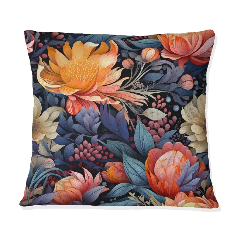 Designart "Orange Natures Floral Garden Oasis" Floral Printed Throw Pillow