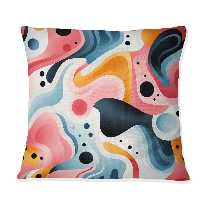 Designart "Pink And Blue 1970s Trendy Patterns I" Geometric Printed Throw Pillow