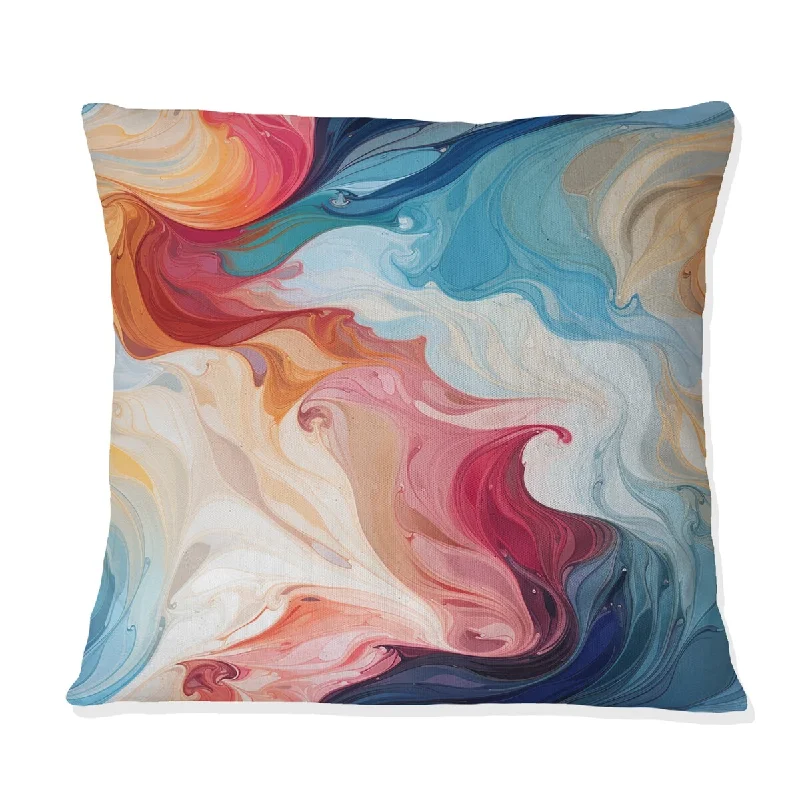 Designart "Pink And Blue Bohemian Marble Whirl" Marble Printed Throw Pillow