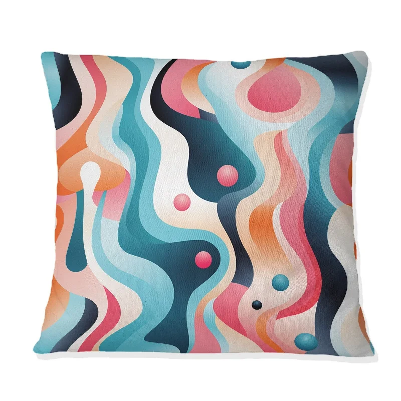 Designart "Pink And Blue Midcentury Trendy Patterns V" Geometric Printed Throw Pillow