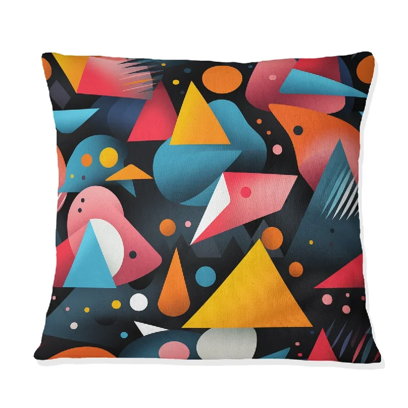 Designart "Pink And Blue Midcentury Triangle Patterns " Geometric Printed Throw Pillow