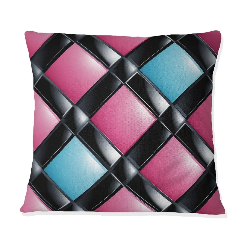 Designart "Pink And Blue Retro Checkerboard" Geometric Printed Throw Pillow