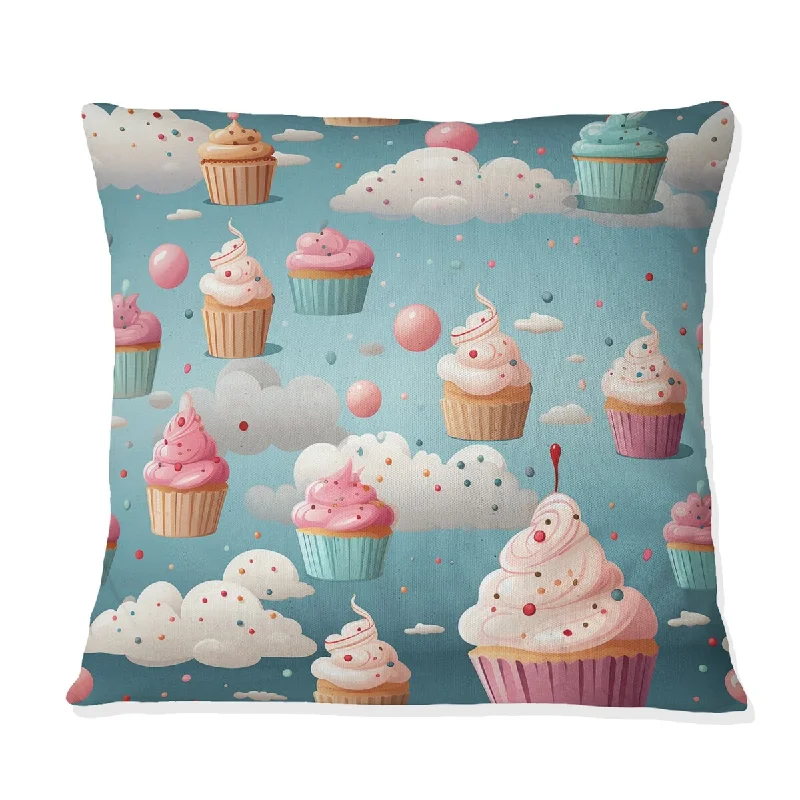 Designart "Pink And Blue Sweet Treats Delight" Food & Beverage Printed Throw Pillow