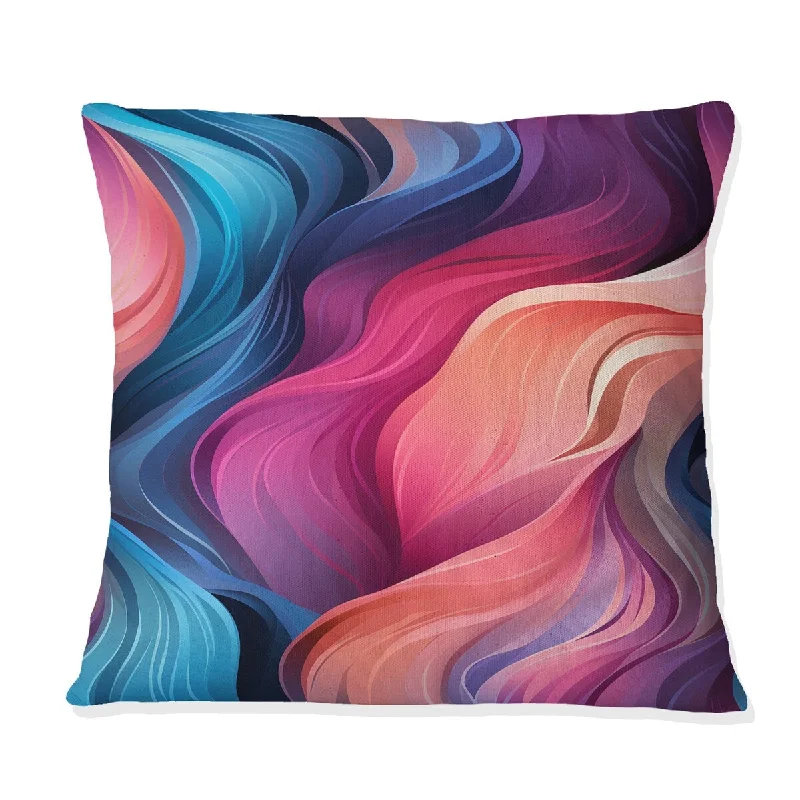 Designart "Pink Mystic Aura Symphony Waves" Abstract Printed Throw Pillow