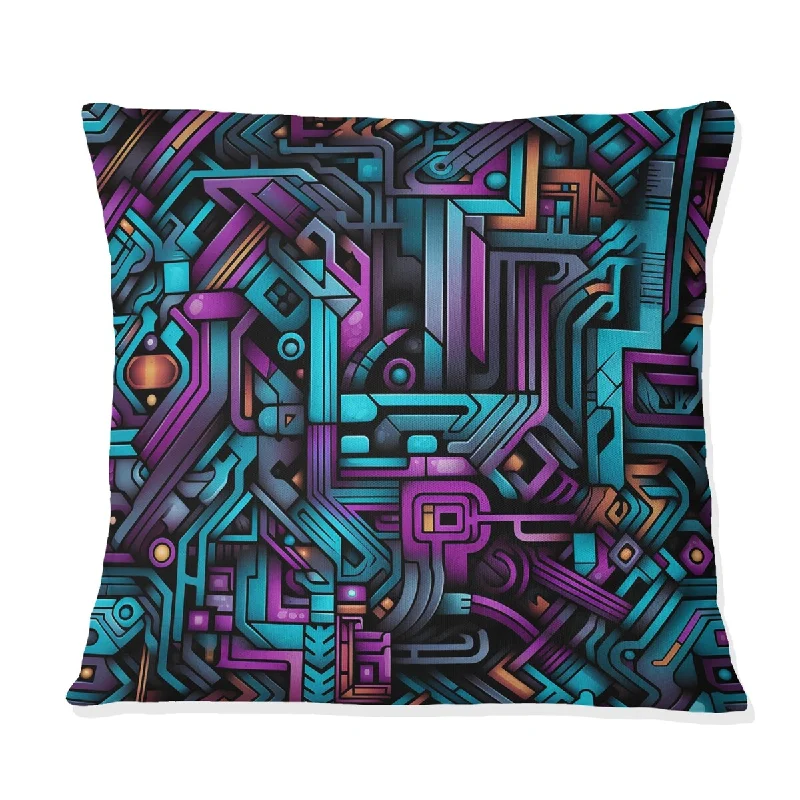 Designart "Popart Techno Tribal Fusion II" Geometric Printed Throw Pillow