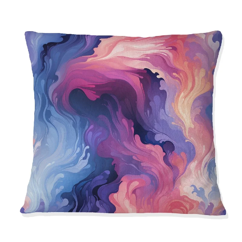 Designart "Purple And Pink Celestial Ikat Mirage Harmony" Abstract Printed Throw Pillow