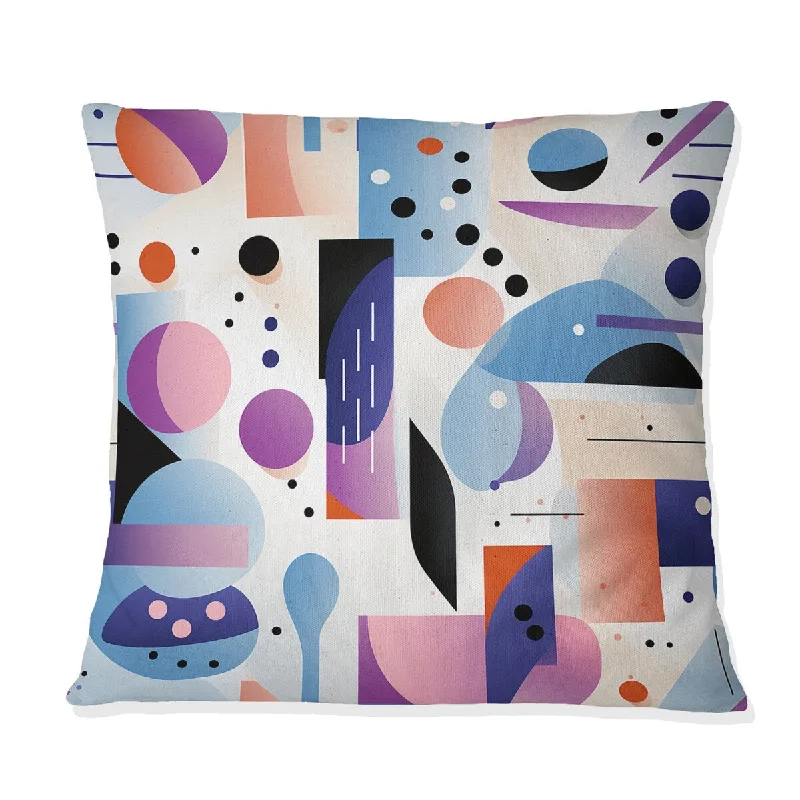 Designart "Purple And Pink Designer Dot And Waves" Geometric Printed Throw Pillow