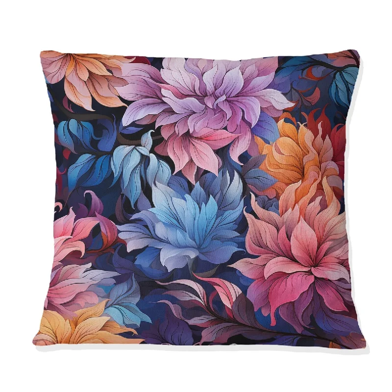 Designart "Purple Enchanted Forest Floral Pattern I" Floral Printed Throw Pillow