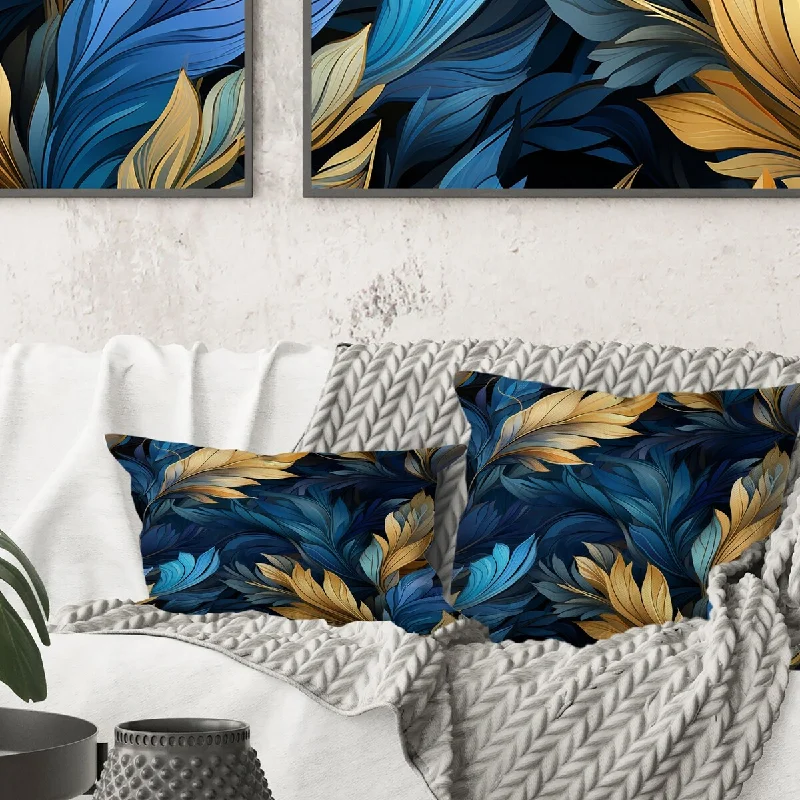 Designart "Sapphire Blue Dove Feathers" Boho Printed Throw Pillow