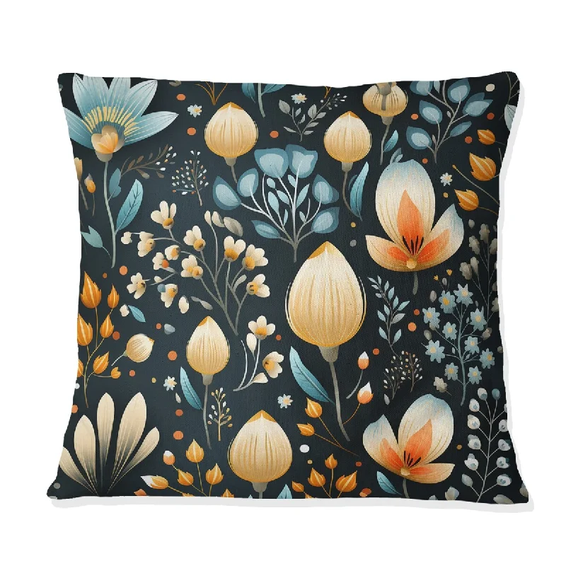 Designart "Scandinavian Botanical Collage" Botanical Printed Throw Pillow