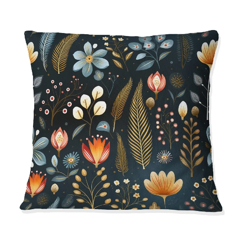 Designart "Scandinavian Yellow And Blue Collage" Botanical Printed Throw Pillow