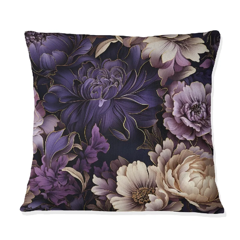 Designart "Shadowed Blossoms Moody Patterns" Floral Printed Throw Pillow