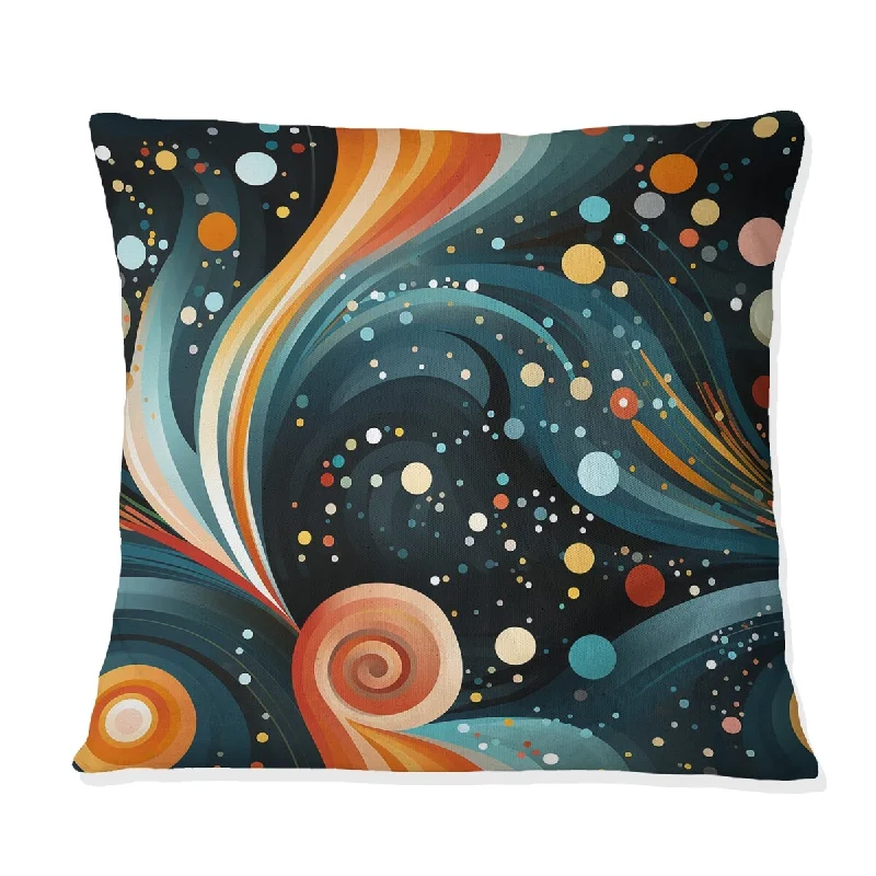 Designart "Teal And Orange Enchanted Waves Harmony" Geometric Printed Throw Pillow