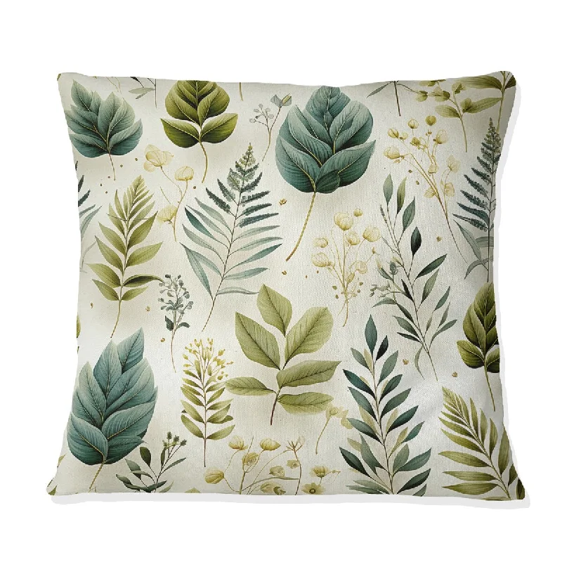 Designart "Tranquil Ferns Ii II" Plants Printed Throw Pillow