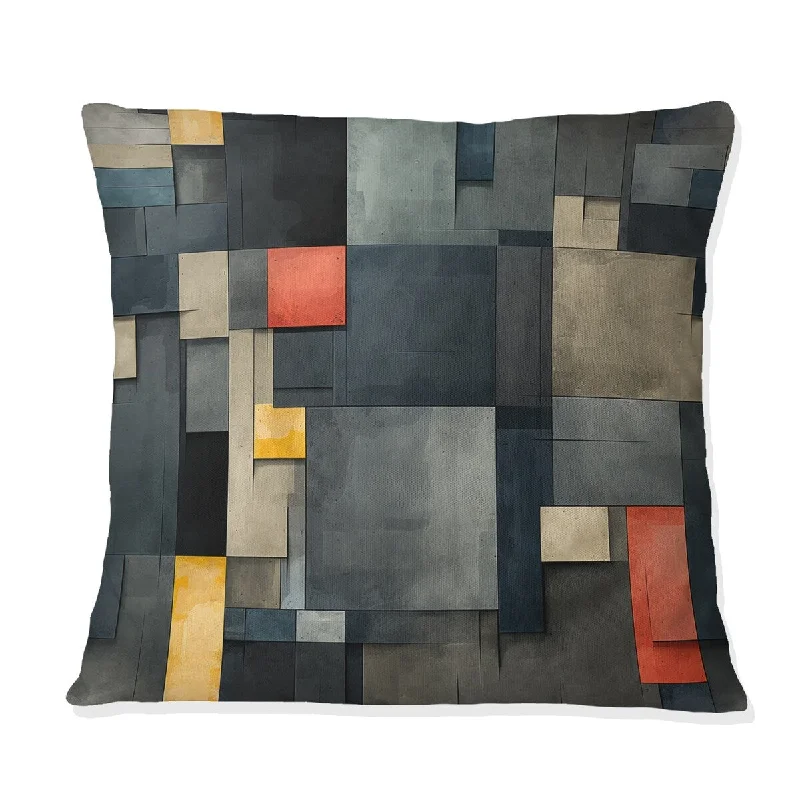 Designart "Urban Concrete Grey Geometric Pattern" Geometric Printed Throw Pillow