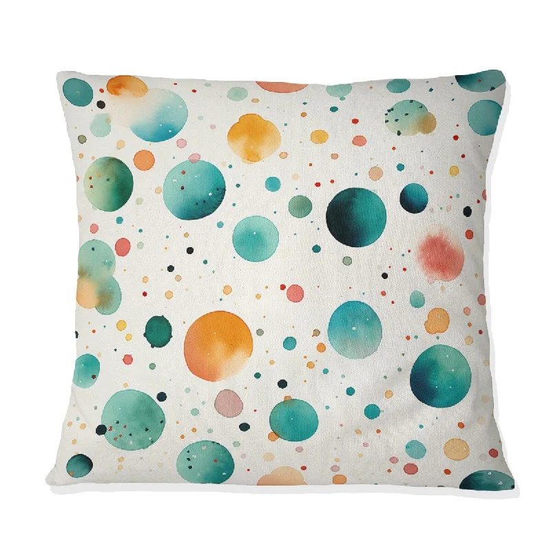 Designart "Watercolor Dreams Polka Dots Pattern I" Polka Dots Printed Throw Pillow