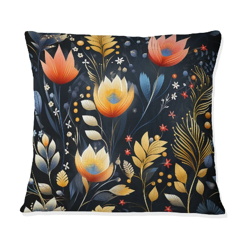 Designart "Whimsical Bohemian Bliss Floral Pattern VI" Floral Printed Throw Pillow