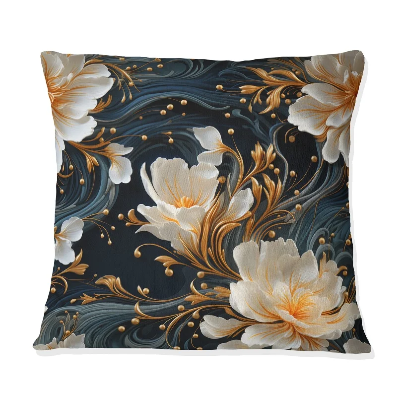 Designart "White And Gold Astral Marble Radiance" Marble Printed Throw Pillow