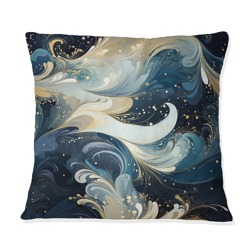 Designart "White Cosmic Marble Elegant Whirls" Marble Printed Throw Pillow