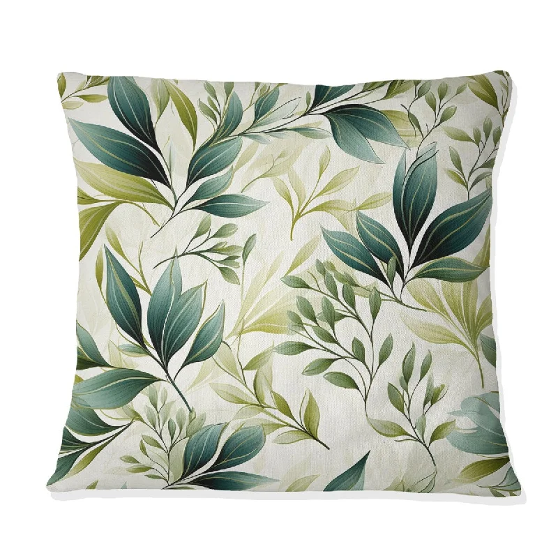 Designart "Zen Leaves II" Plants Printed Throw Pillow