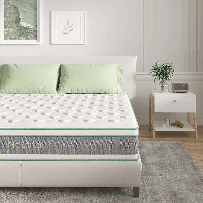 Full Mattress 12 Inch Hybrid Mattress in a Box, Innerspring Mattress with Gel Memory Foam for a Cool Sleep, Pressure Relief