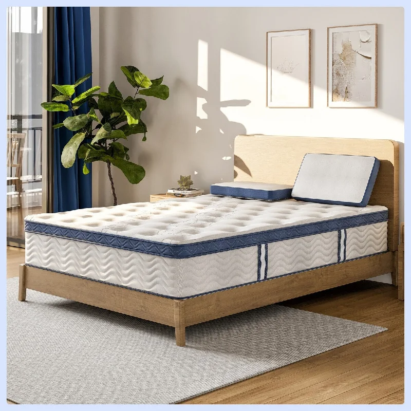 Full Size Mattress W Hybrid Pocket Coil - Soft Memory Foam 12 Inch