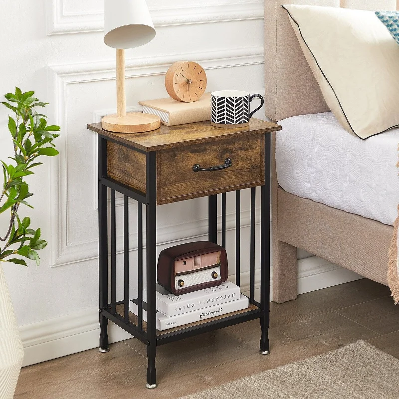 Javlergo Nightstand with 1-Drawer and Shelf for Bedroom Living Room