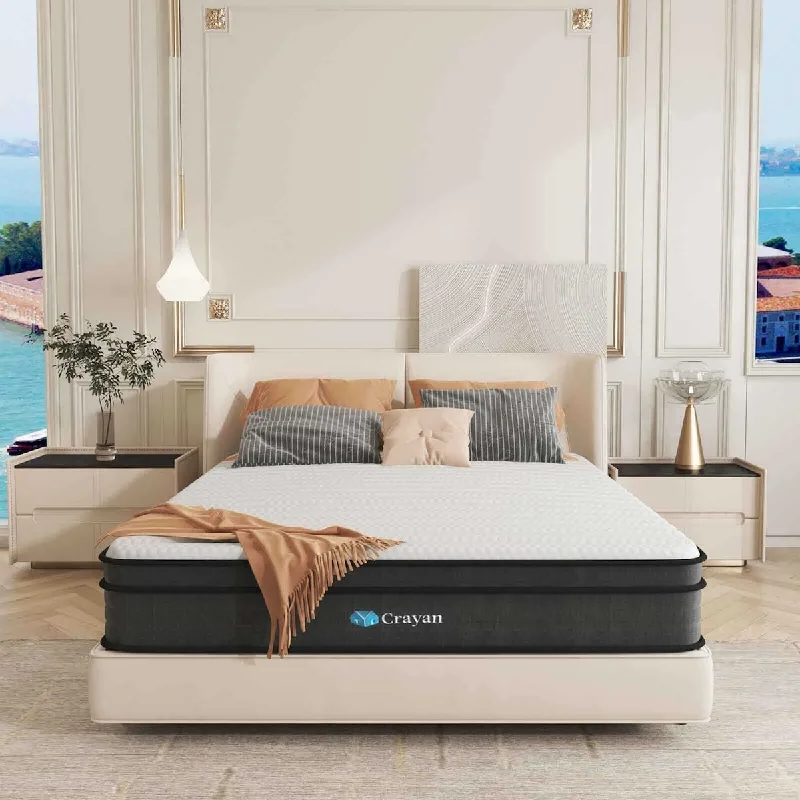 King Mattress, 12 Inch Memory Foam Mattress King, Innerspring Hybrid Mattress in a Box with Motion Isolation, Pressure Relief