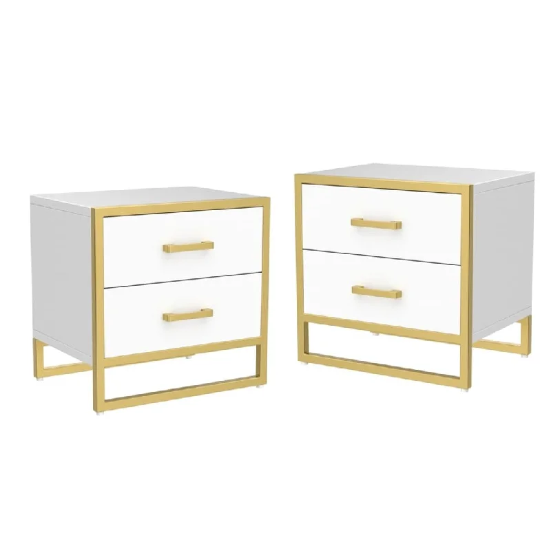 Moasis 2-Drawer Nightstands Set of 2, Bedside Table for Bedroom