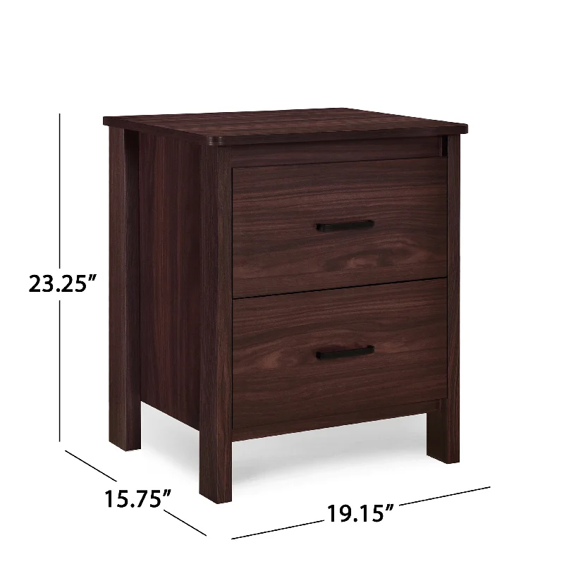 Modern 2-Drawer Nightstand Beside Table, 19" W End Table Storage Cabinet for Bedroom Living Room