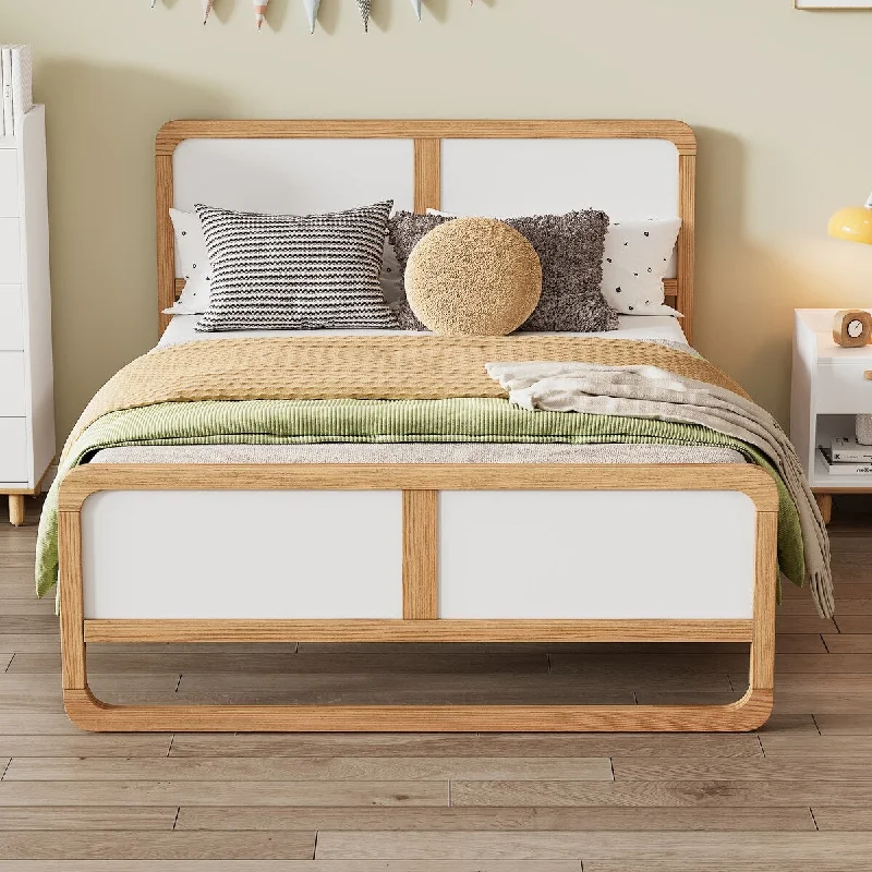 Modern Full Size Solid Wood Platform Bed - Ideal for Kids, Teens, or Adults