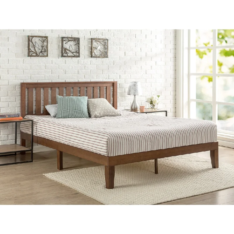 Priage by Zinus Antique Espresso Solid Wood Platform Bed