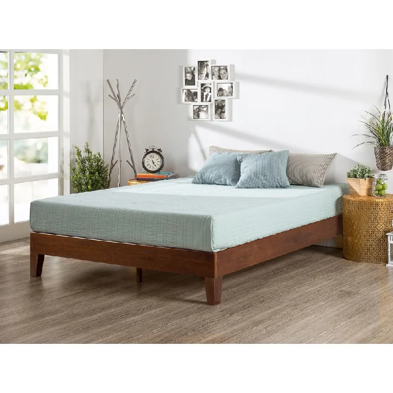 Priage by Zinus Deluxe Antique Espresso Solid Wood Platform Bed