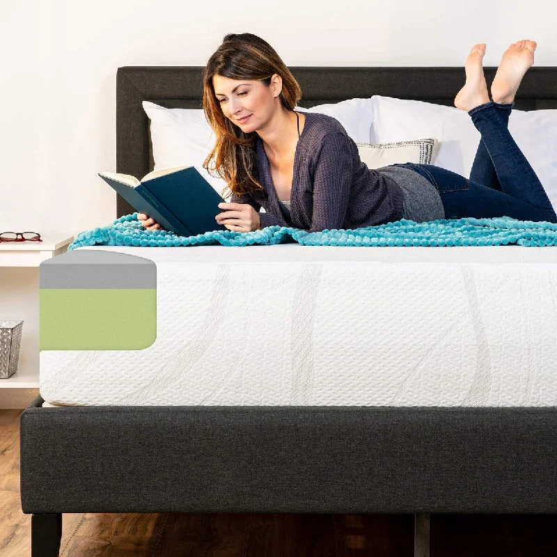 Queen Size, Medium-Firm Support Mattress w/Cover, Bamboo Charcoal Gel, Green Tea Memory Foam, Moisture Wicking, Breathable