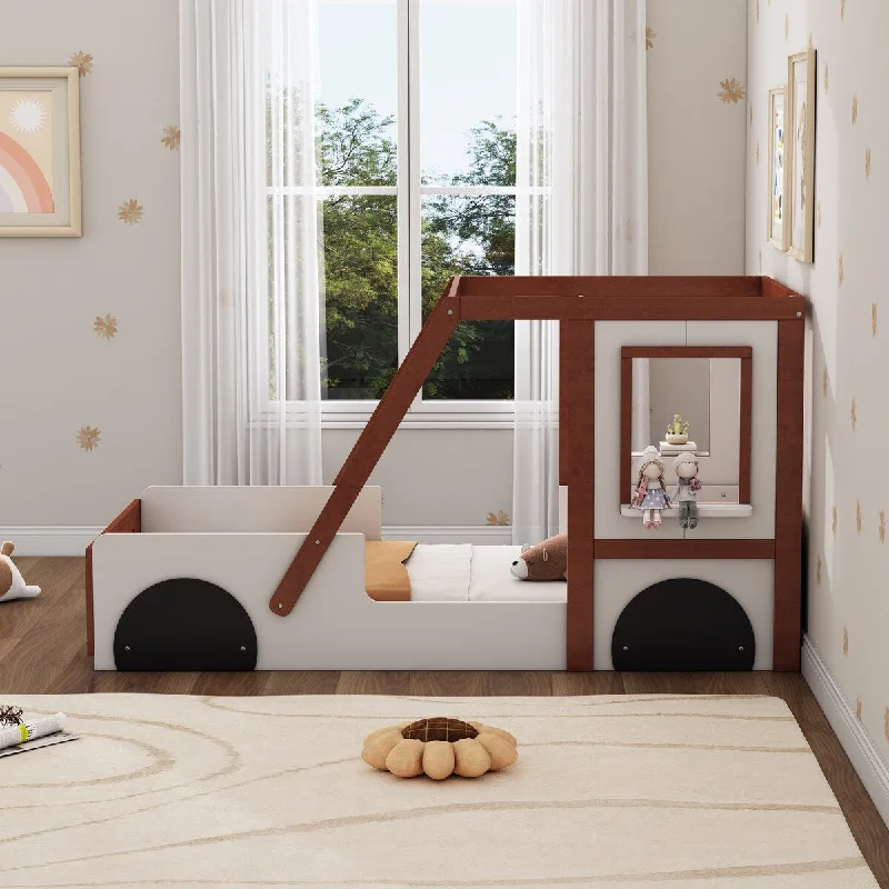 Solid Wood Car-Shaped Kids Bed