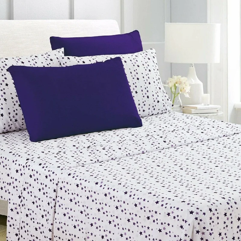 6-Piece Egyptian Comfort 1800 Series Ultra Twin Purple Stars