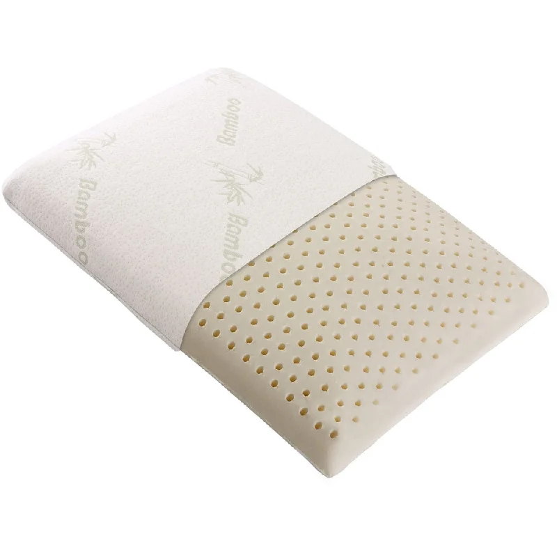 Cheer Collection Natural Latex Foam Pillow with Washable Cover - White