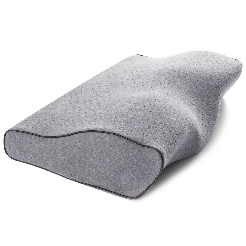 Contour Memory Foam Pillow Ergonomic Cervical Neck Support for Sleep - Grey