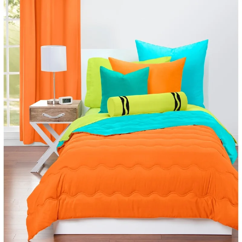 Crayola Outrageous Orange and Turquoise Blue Reversible 3-piece Comforter Set