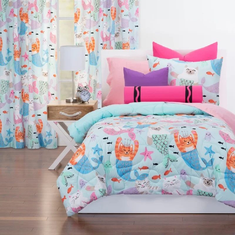 Crayola Purrmaids Reversible Comforter Set in Blue