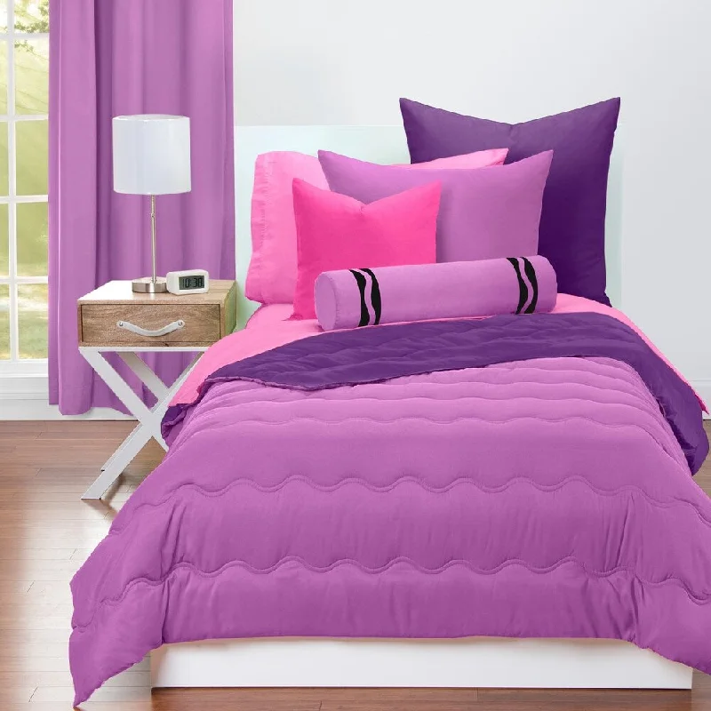 Crayola Vivid Violet and Royal Purple Reversible 3-piece Comforter Set