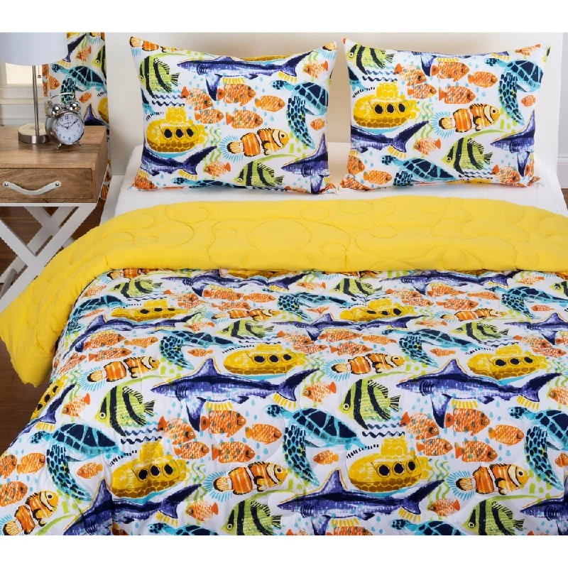 Crayola Yellow Submarine Reversible Comforter Set in Yellow