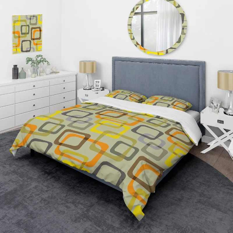 Designart 'Retro Square Design VII' Mid-Century Duvet Cover Set