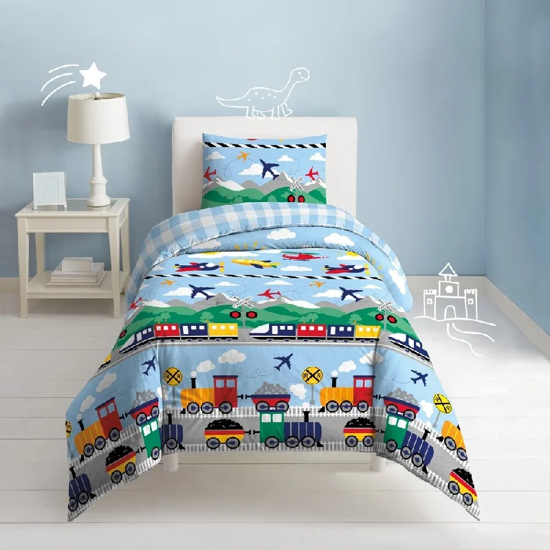 Dream Factory Trains and Planes 3-piece Cotton Comforter Set